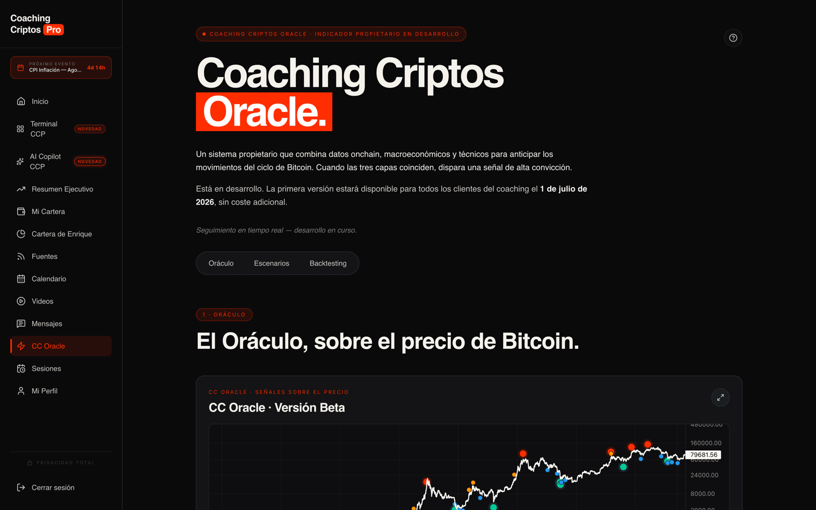 Captura real de la sección CC Oracle: Tres capas, un estado